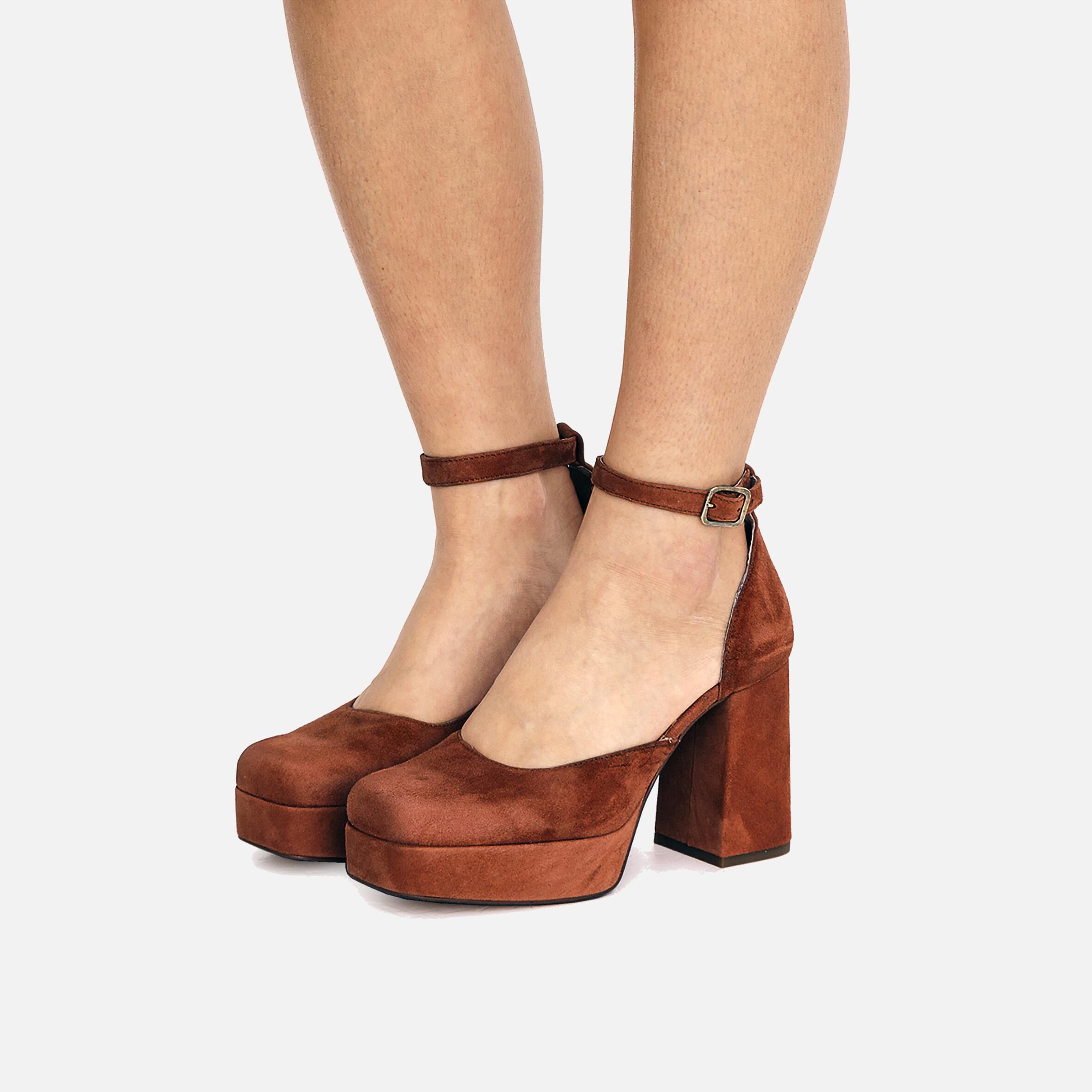 Zapatos tacon marron deals